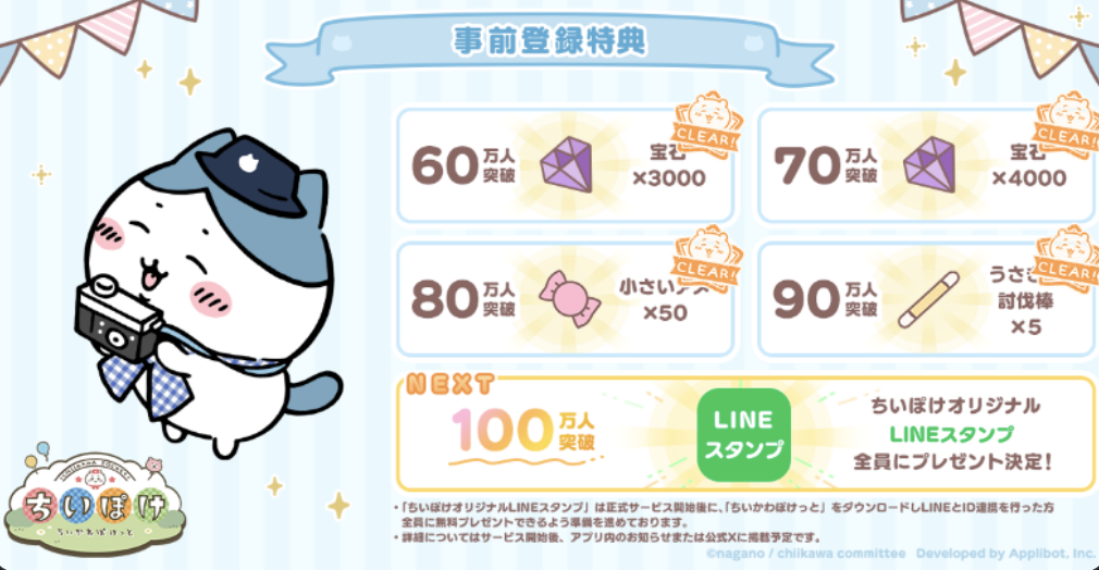 before 1,000,000 pre-register award for chiikawa pocket